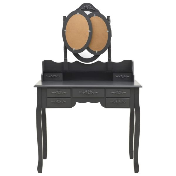 Tavolo Da Trucco Con Sgabello E Specchio Pieghevole In 3 Grigio - Image 4