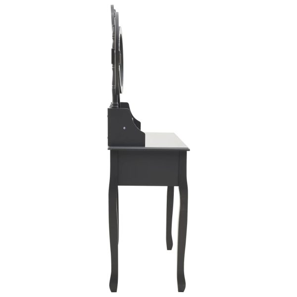 Tavolo Da Trucco Con Sgabello E Specchio Pieghevole In 3 Grigio - Image 5