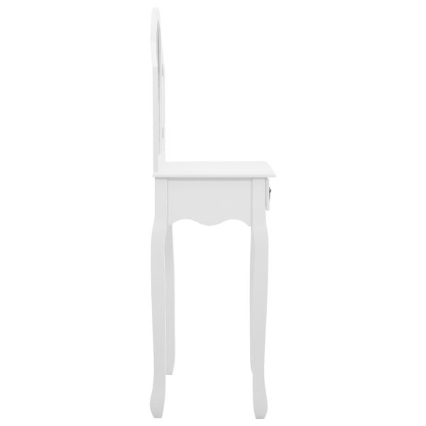 Tavolo Da Trucco E Sgabello Bianco 65x36x128 Cm Paulownia E Mdf - Image 5
