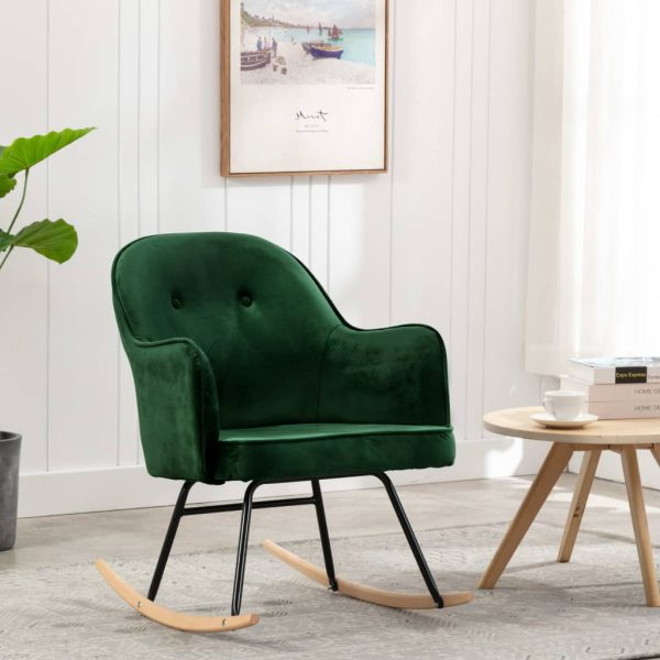 Sedia Da Pranzo Verde Scuro In Velluto