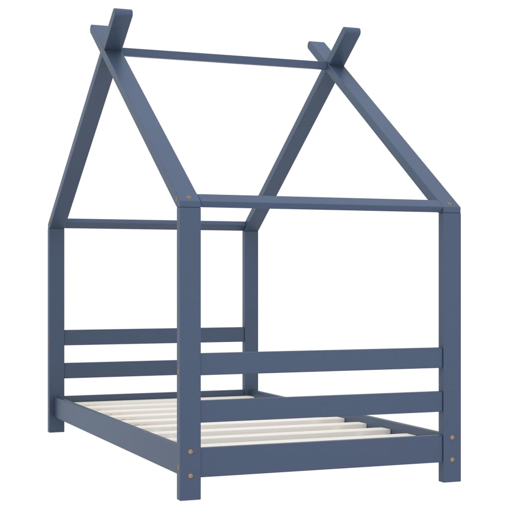 Giroletto Per Bambini Grigio In Legno Massello Di Pino 80x160cm - Image 2