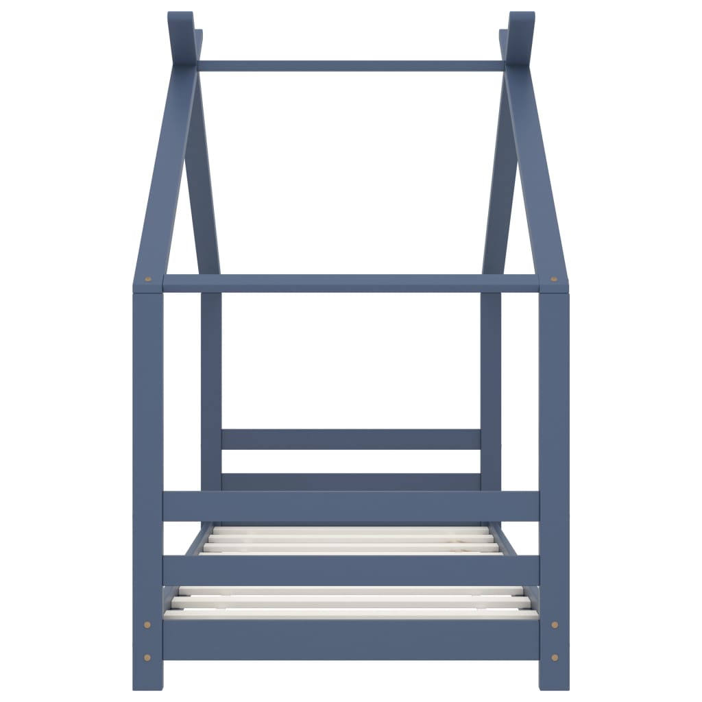 Giroletto Per Bambini Grigio In Legno Massello Di Pino 80x160cm - Image 3