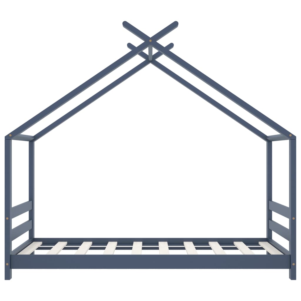 Giroletto Per Bambini Grigio In Legno Massello Di Pino 80x160cm - Image 4