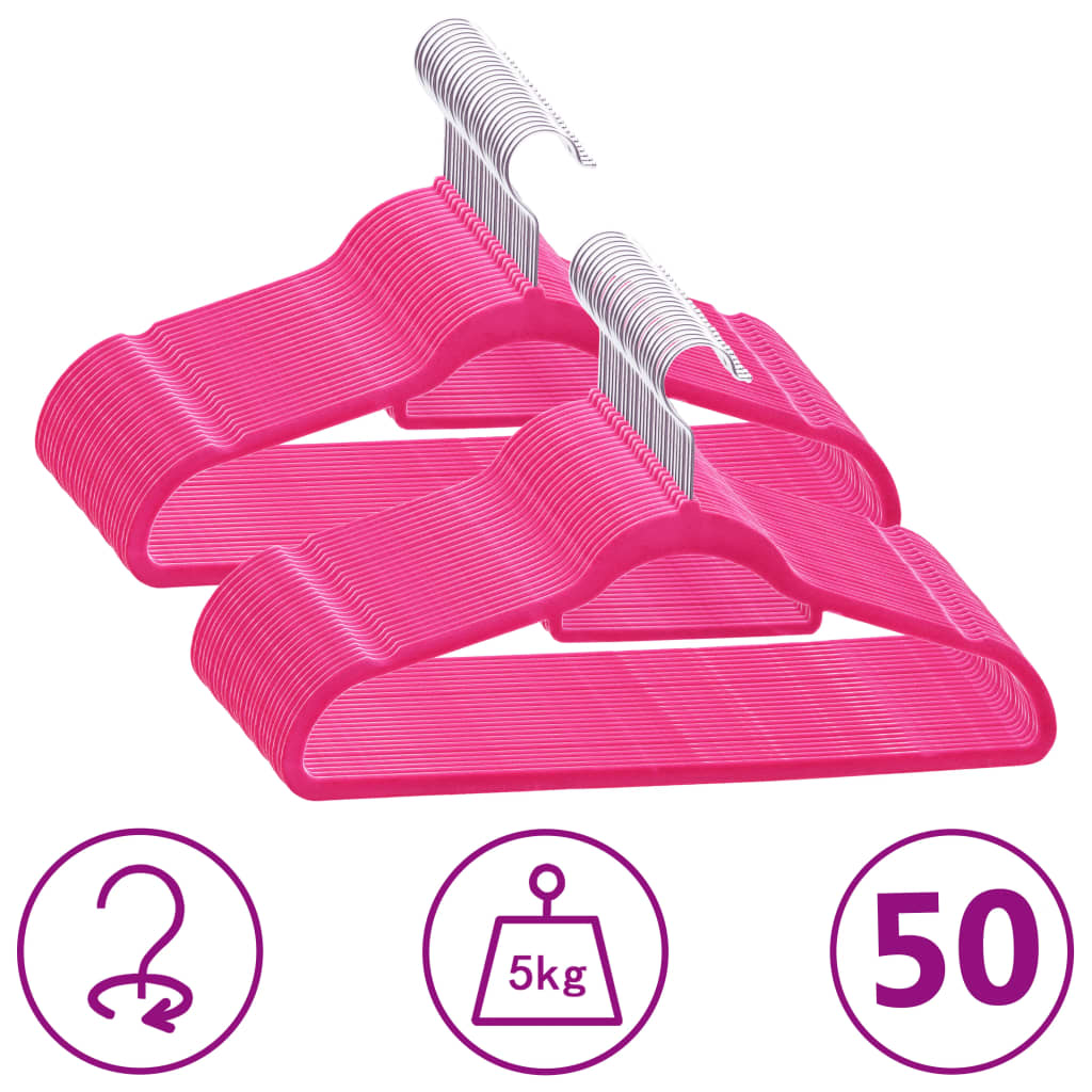 Set Appendiabiti 50 Pz Antiscivolo Rosa In Velluto