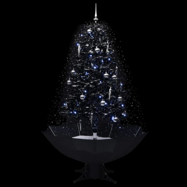 Albero Di Natale Con Nevicata E Base Ad Ombrello Nero 170cm Pvc - Image 3