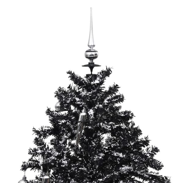Albero Di Natale Con Nevicata E Base Ad Ombrello Nero 170cm Pvc - Image 4