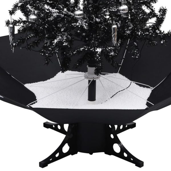 Albero Di Natale Con Nevicata E Base Ad Ombrello Nero 170cm Pvc - Image 5