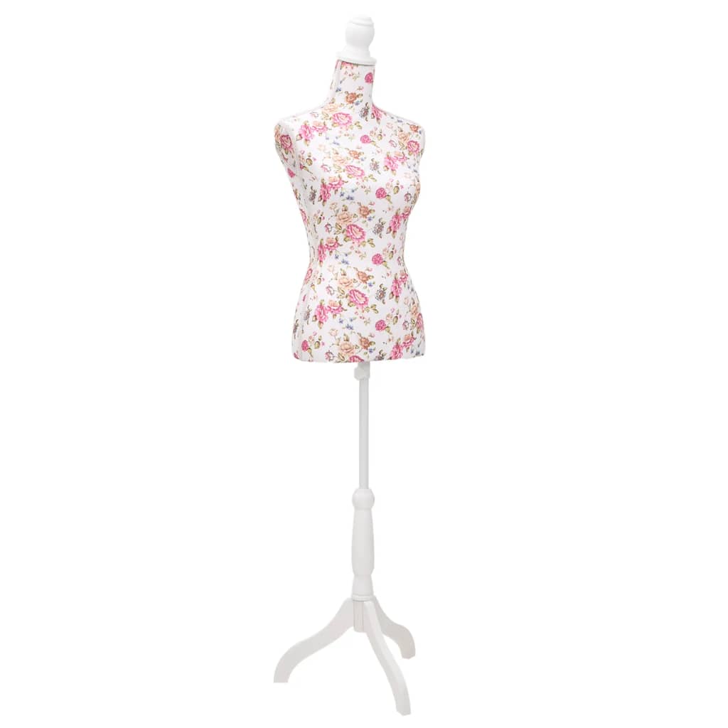 Busto Sartoriale Donna Manichino Cottone Bianco Con Rose
