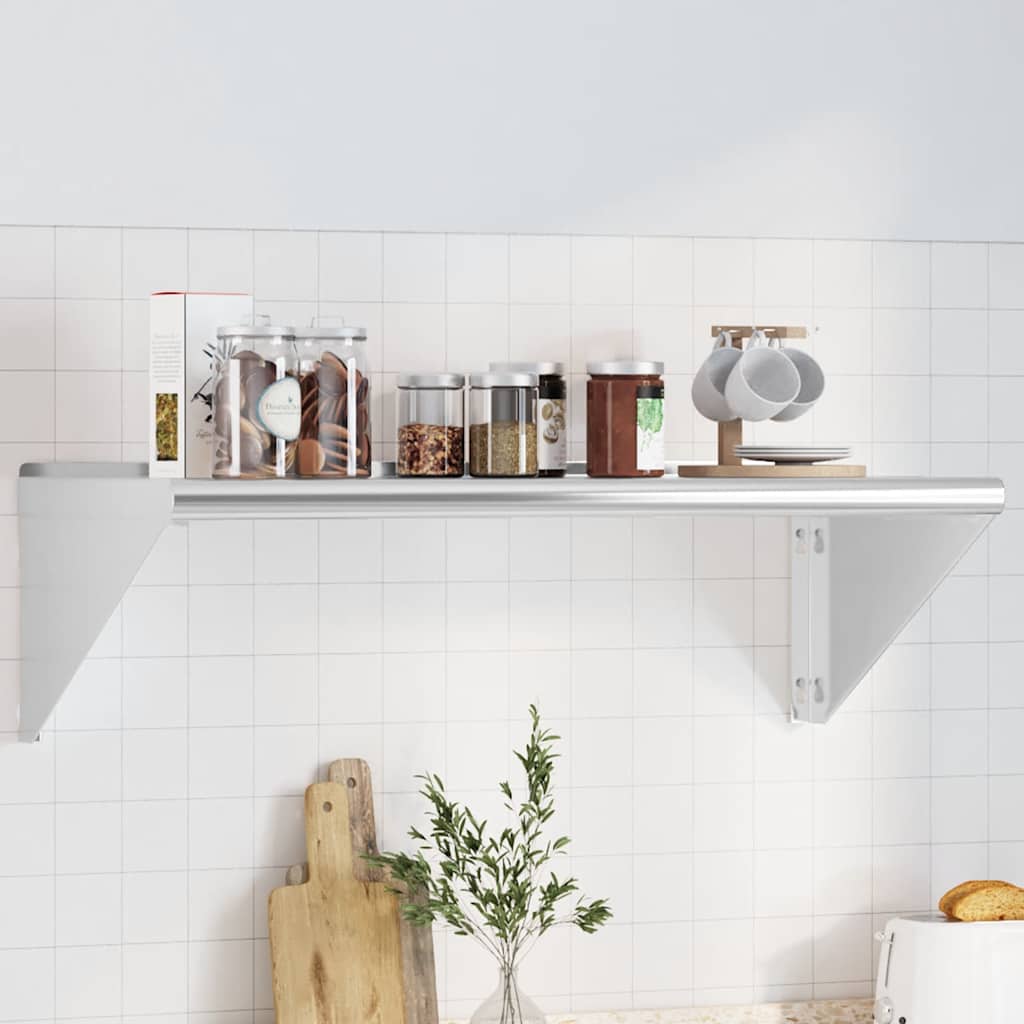 Mensola A Muro 100x45x31 Cm Argento In Acciaio Inossidabile