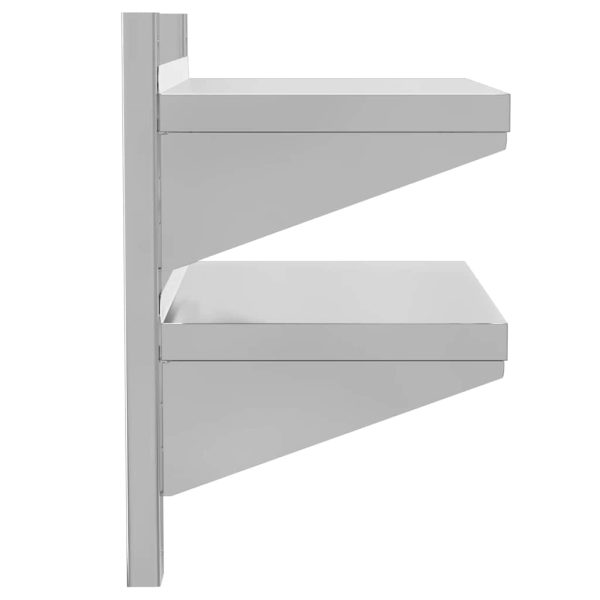 Mensola Muro 2 Ripiani 50x30x48 Cm Argento Acciaio Inossidabile - Image 6