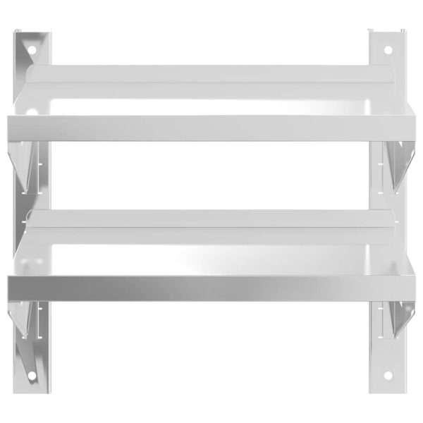 Mensola A Muro 2 Ripiani 50x23,5x48cm Argento In Acciaio Inox - Image 5