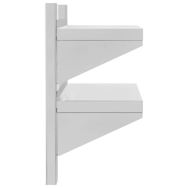 Mensola A Muro 2 Ripiani 50x23,5x48cm Argento In Acciaio Inox - Image 6
