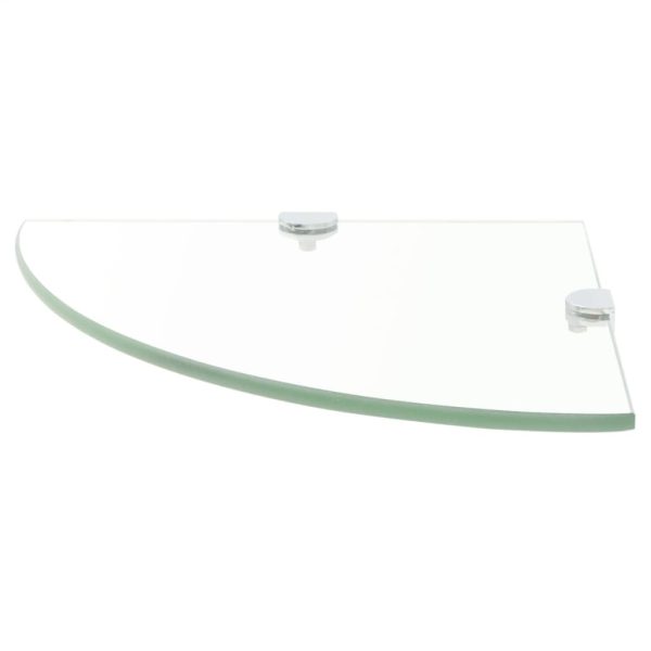 Scaffali Angolari 2 Pz Supporti Cromati E Vetro 25x25 cm - Image 3