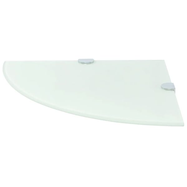 Scaffali Angolari 2 Pz Supporti Cromati E Vetro Bianco 25x25 cm - Image 3
