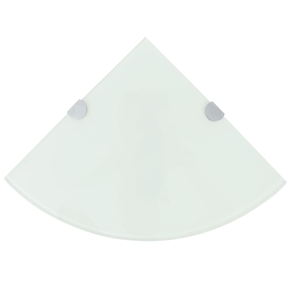 Scaffali Angolari 2 Pz Supporti Cromati E Vetro Bianco 35x35 cm