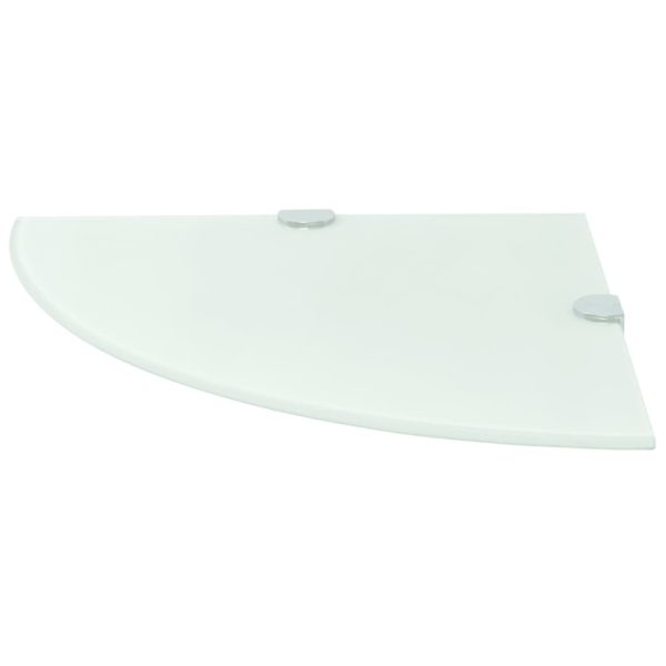 Scaffali Angolari 2 Pz Supporti Cromati E Vetro Bianco 35x35 cm - Image 3