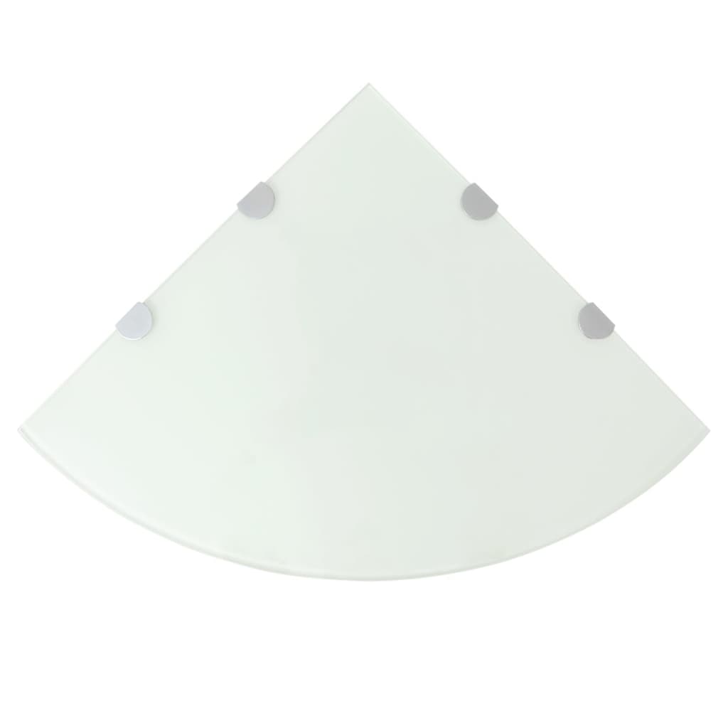 Scaffali Angolari 2 Pz Supporti Cromati E Vetro Bianco 45x45 cm