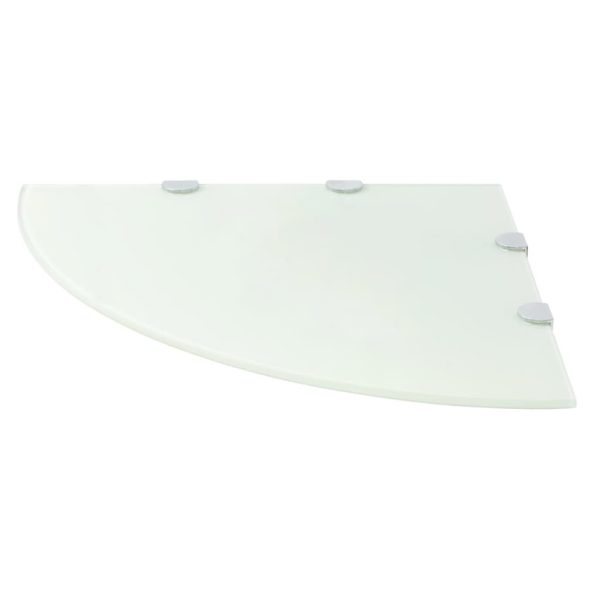 Scaffali Angolari 2 Pz Supporti Cromati E Vetro Bianco 45x45 cm - Image 3