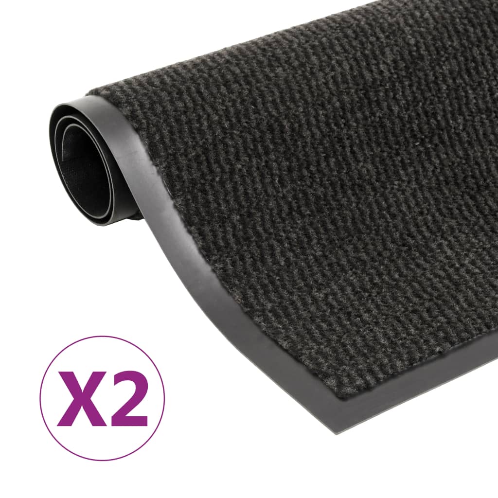 Tappeti Antipolvere 2 Pz Rettangolari Trapuntati 40x60 Cm Neri