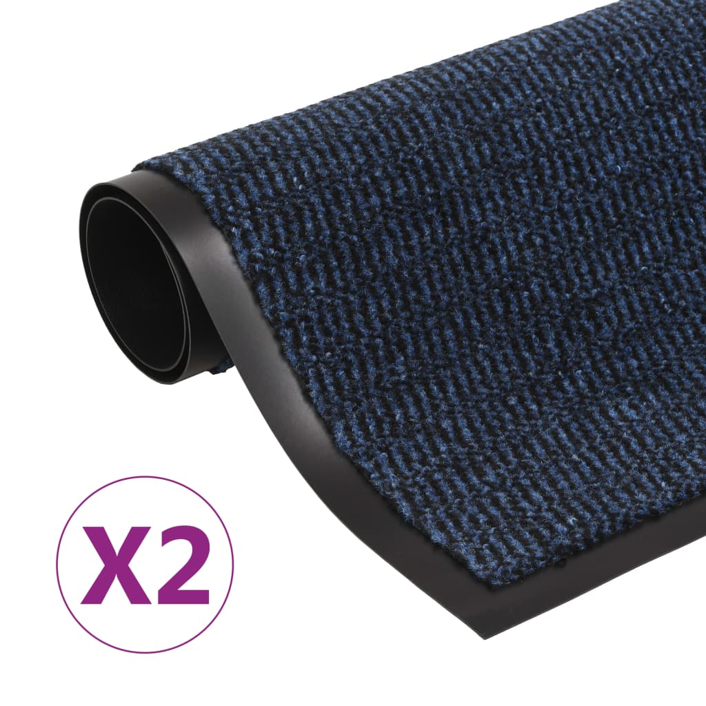 Tappeti Antipolvere 2 Pz Rettangolari Trapuntati 60x90 Cm Blu