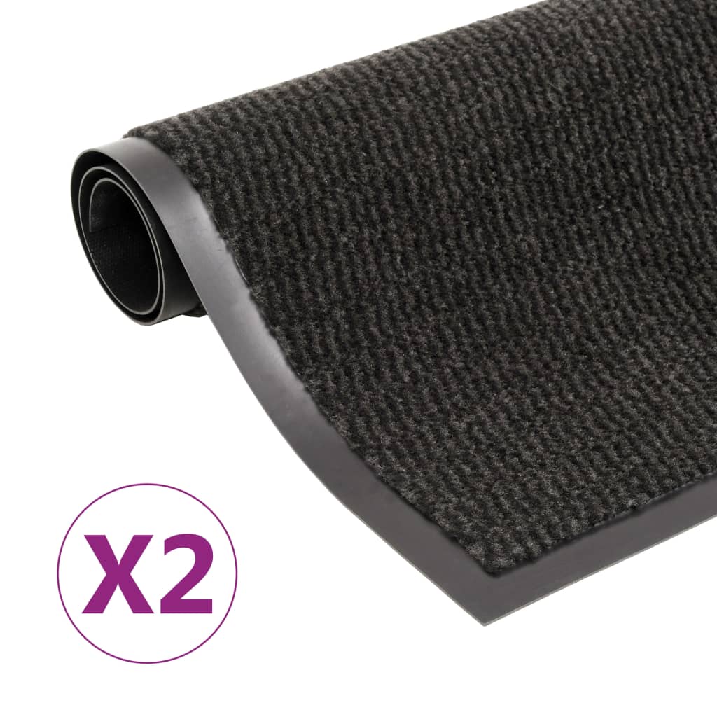 Tappeti Antipolvere 2 Pz Rettangolari Trapuntati 80x120 Cm Neri