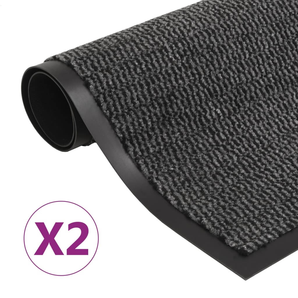 Tappeti Antipolvere 2 Pz Trapuntati 120x180cm Antracite