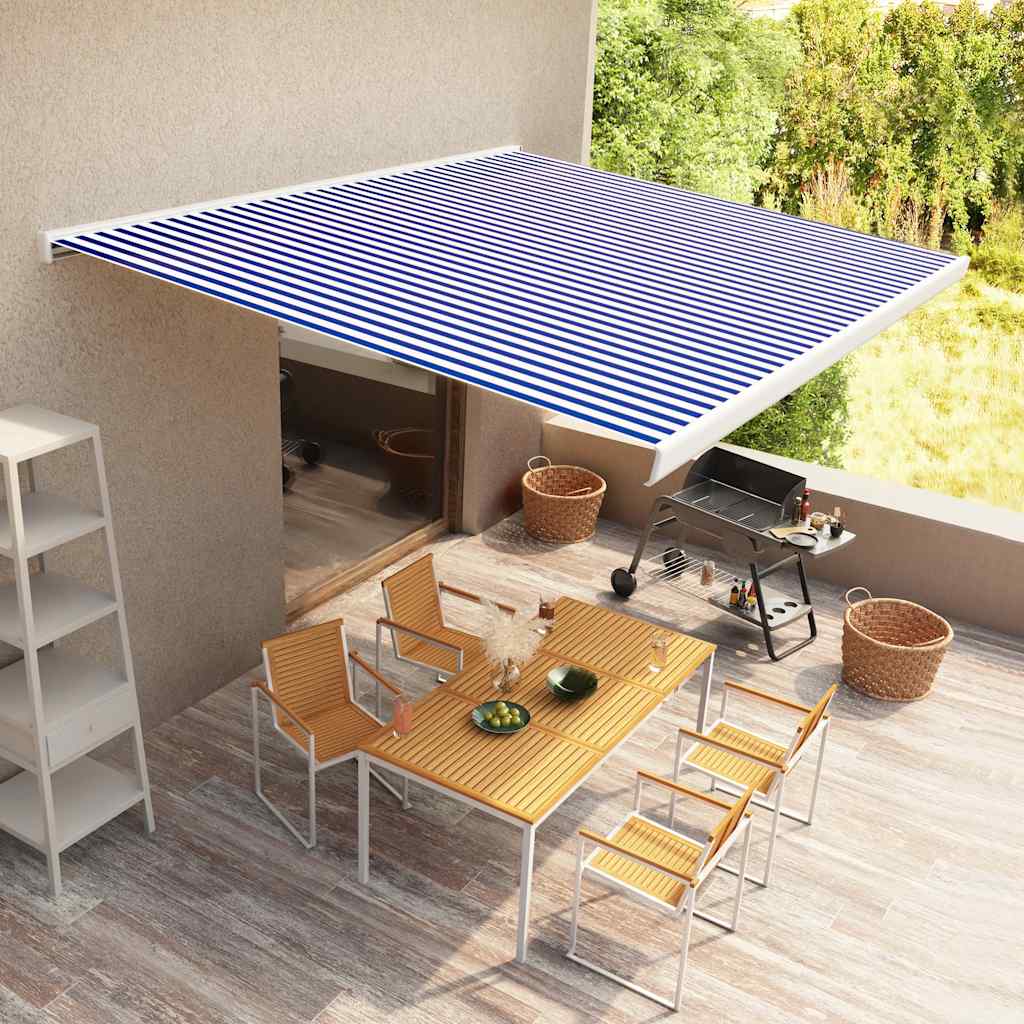 Tenda A Cassonetto Motorizzata 450x300 Cm Blu E Bianco
