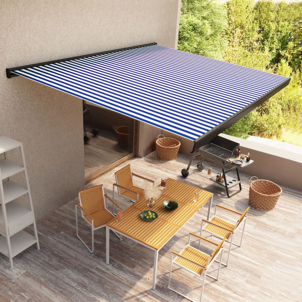 Tenda A Cassonetto Motorizzata 450x300 Cm Blu E Bianco