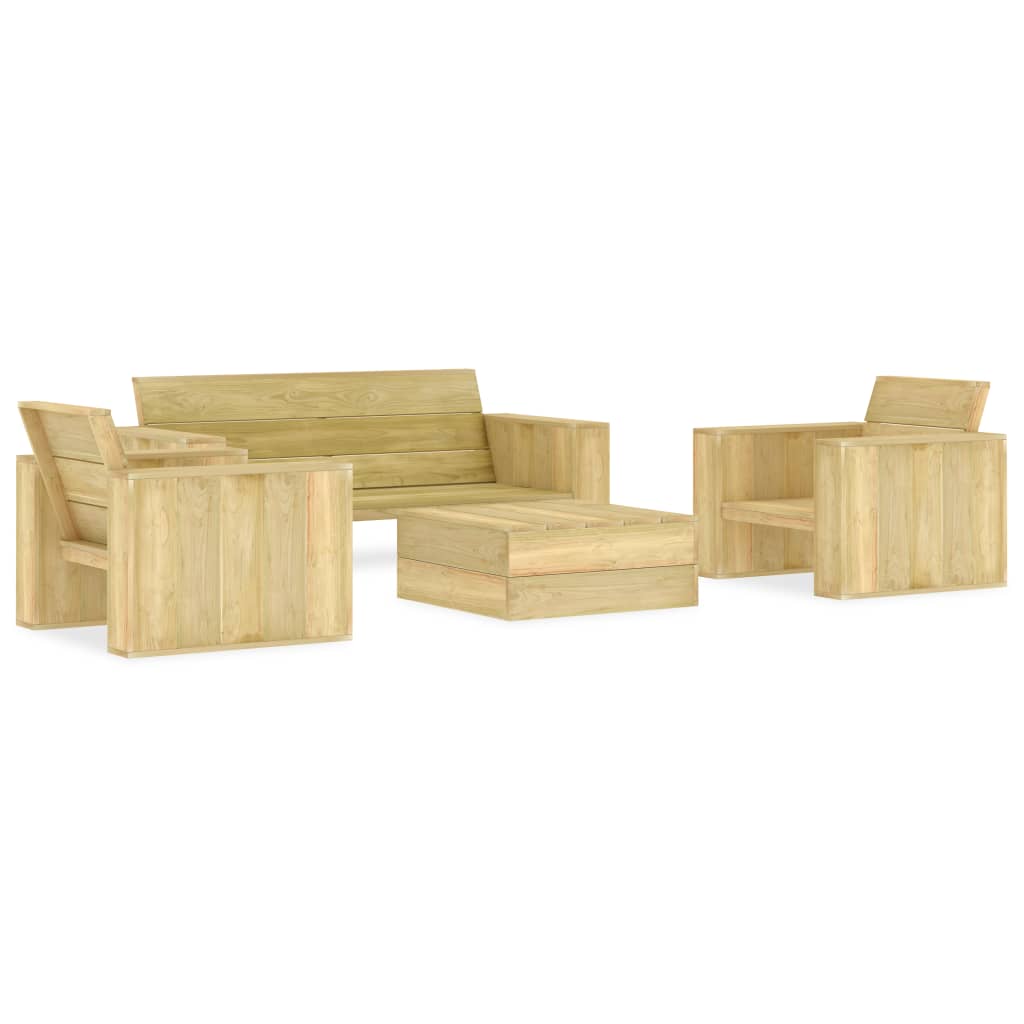 Set Divani Da Giardino 4 Pz In Legno Di Pino Impregnato