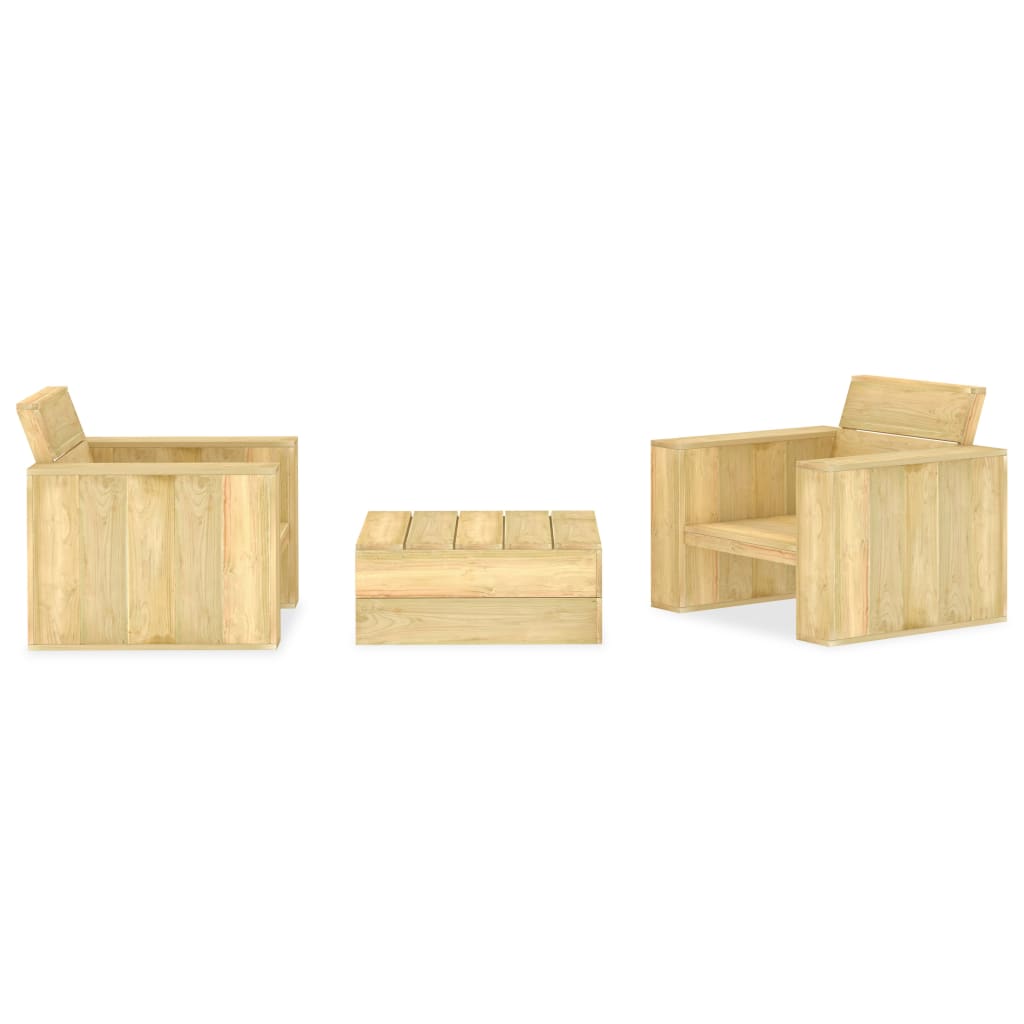 Set Divani Da Giardino 3 Pz In Legno Di Pino Impregnato