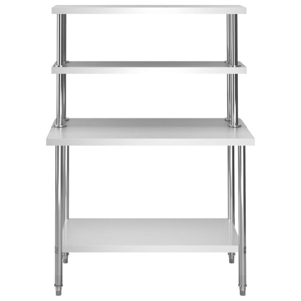 Tavolo Lavoro Cucina Con Mensola 120x60x150 Cm In Acciaio Inox - Image 3