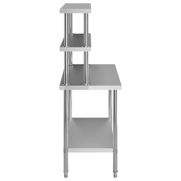 Tavolo Lavoro Cucina Con Mensola 120x60x150 Cm In Acciaio Inox - Image 4