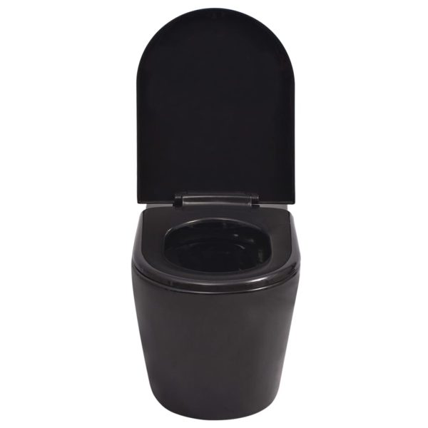 Wc A Muro Con Sciacquone Nascosto In Ceramica Nera - Image 4
