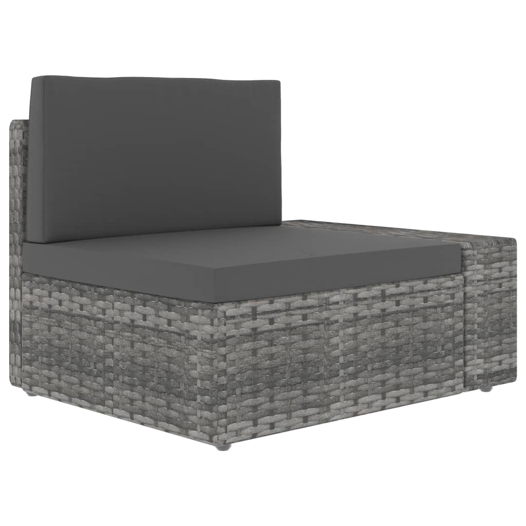 Set Divani Da Giardino 5 Pz In Polyrattan Grigio - Image 4