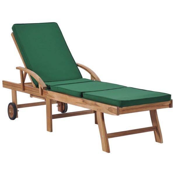 Lettini Prendisole Con Cuscini 2 Pz In Legno Di Teak Verde - Image 2