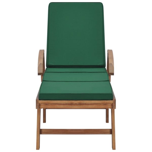 Lettini Prendisole Con Cuscini 2 Pz In Legno Di Teak Verde - Image 3