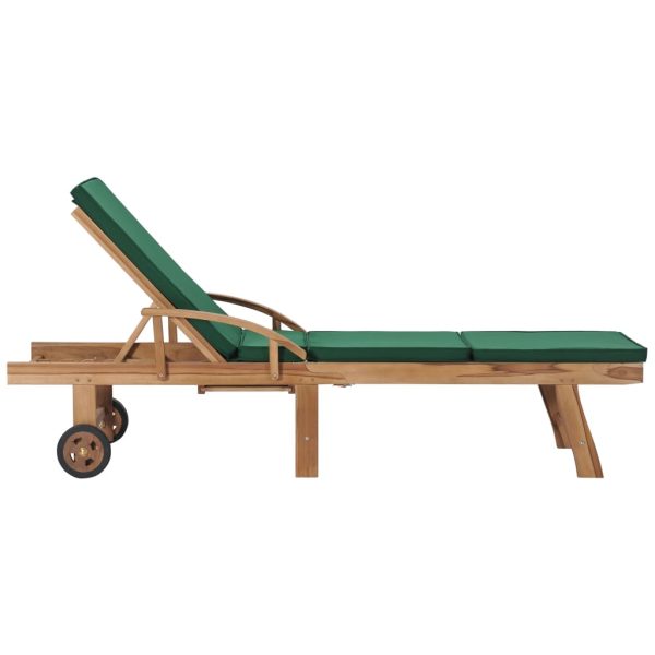 Lettini Prendisole Con Cuscini 2 Pz In Legno Di Teak Verde - Image 4