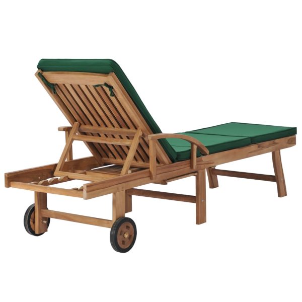 Lettini Prendisole Con Cuscini 2 Pz In Legno Di Teak Verde - Image 5