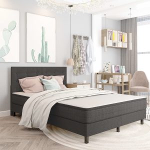 Letto A Molle Grigio Scuro In Tessuto 140x200 cm