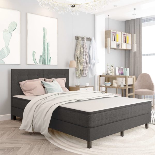 Letto A Molle Grigio Scuro In Tessuto 140x200 cm