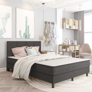 Letto A Molle Grigio Scuro In Tessuto 140x200 cm