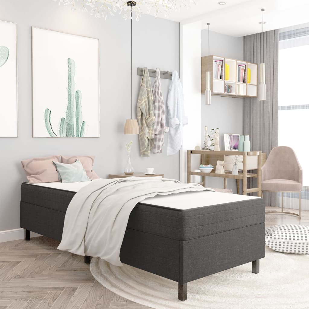 Letto A Molle Grigio Scuro In Tessuto 80x200 cm