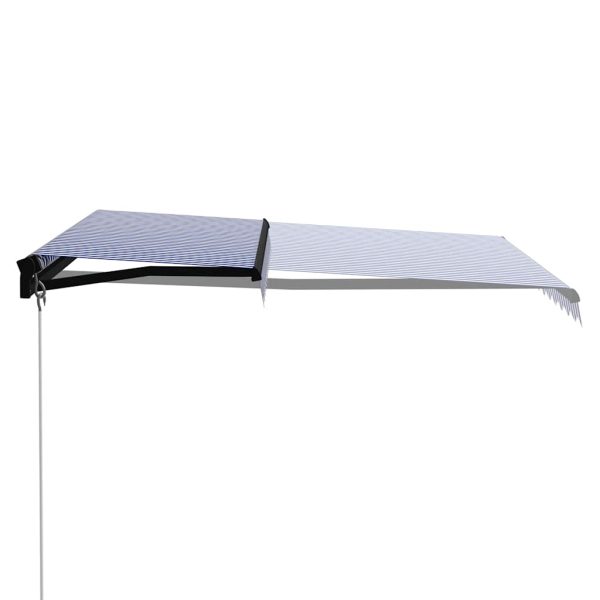 Tenda Da Sole Retrattile Manuale Con Led 300x250cm Blu E Bianco - Image 3