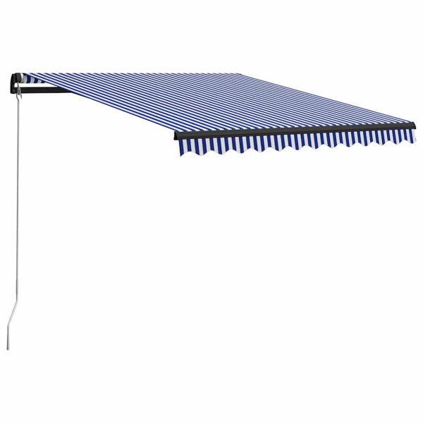 Tenda Da Sole Retrattile Manuale Con Led 350x250cm Blu E Bianco - Image 2
