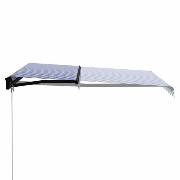 Tenda Da Sole Retrattile Manuale Con Led 350x250cm Blu E Bianco - Image 3