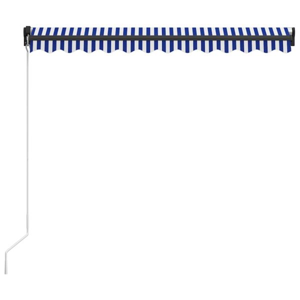 Tenda Da Sole Retrattile Manuale Con Led 350x250cm Blu E Bianco - Image 4