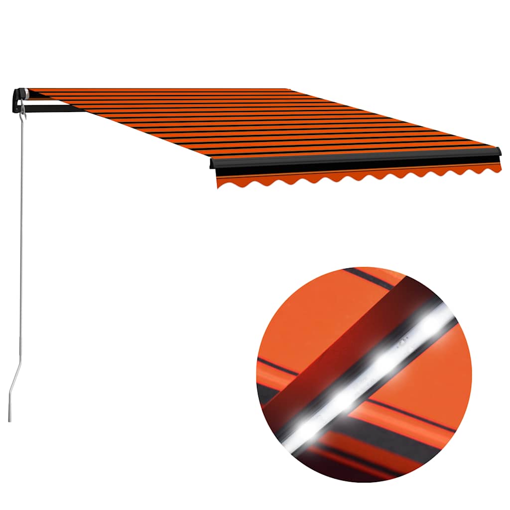 Tenda Da Sole Retrattile Con Led 350x250 Cm Arancione E Marrone