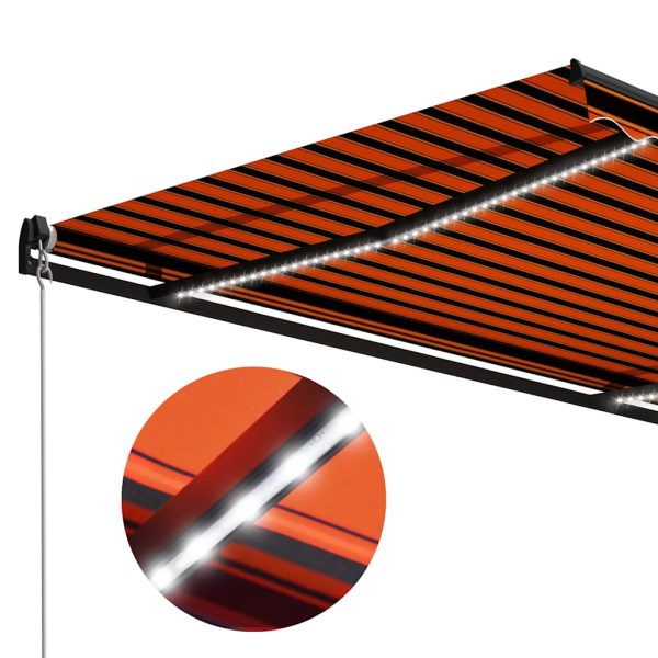 Tenda Da Sole Retrattile Con Led 350x250 Cm Arancione E Marrone - Image 5