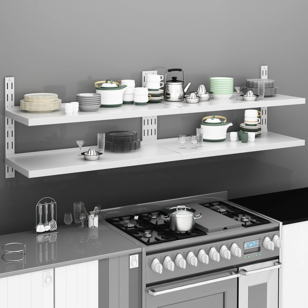 Mensole Galleggianti A 2 Livelli 2 Pz In Acciaio Inox 200x30 cm