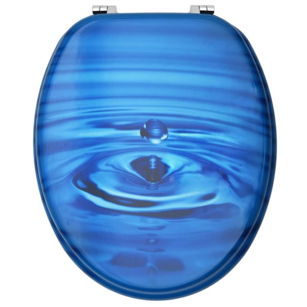 Tavolette Wc Con Coperchi 2 Pz In Mdf Blu Design Goccia D'acqua - Image 5